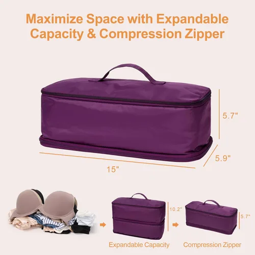 Miniatura 4 de Cambond Travel Underwear Organizer Bag - 4-in-1 Double Layer Lightweight Bra Organizer, Portable Expandable Compression Packing Cubes Travel Packing