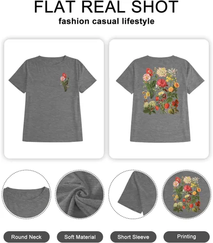 Miniatura 5 de Camiseta de verano para mujer, talla grande, con diente de león, manga corta, cuello redondo, holgada, casual