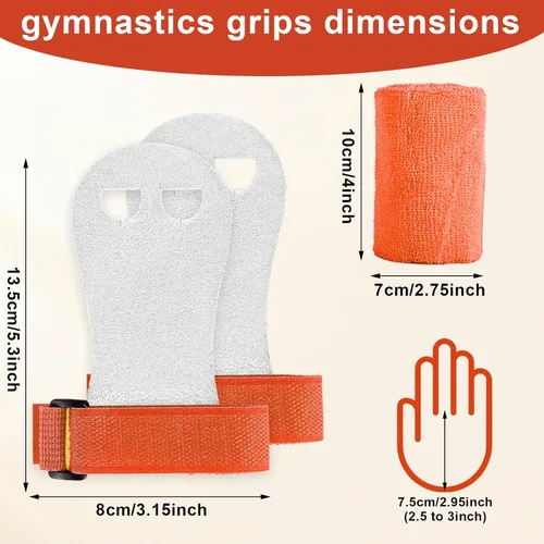 Miniatura 2 de 2 pares de agarres de mano de gimnasia, equipo de gimnasia para niños, juegos de pulseras de gimnasia, guantes de agarre de barra de gimnasia