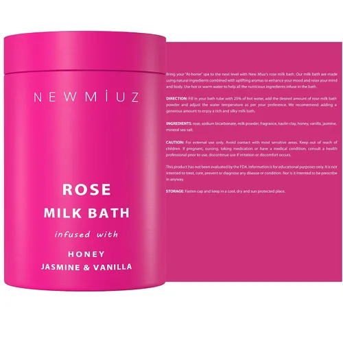 Miniatura 8 de Baño calmante de leche de coco rosa en remojo, hidrata, suaviza la piel, miel, jazmín, vainilla, destress, lujo, spa, baño, sal en polvo, alivio