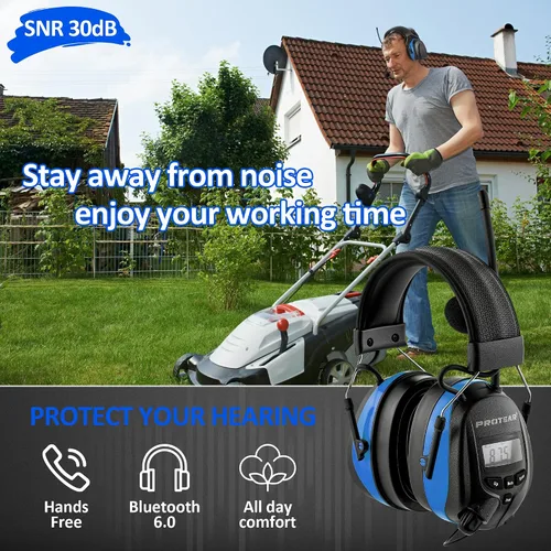 Miniatura 7 de Auriculares de radio AM FM mejorados con Bluetooth 5.4, orejeras de seguridad NRR de 25 dB para reducción de ruido, auriculares digitales