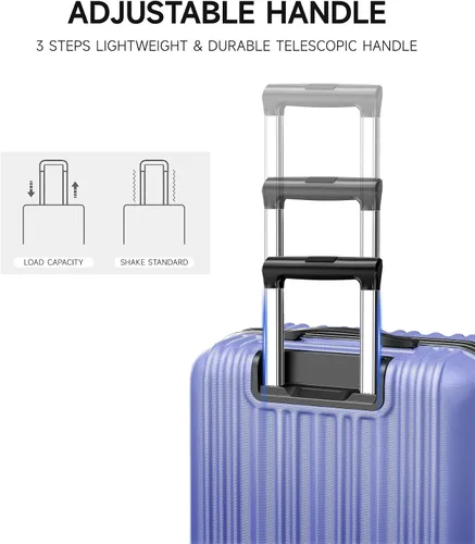 Miniatura 4 de SunnyTour Juego de equipaje expandible con ruedas giratorias dobles, juego de maleta dura de 3 piezas para viajes cortos y viajes largos, Púrpura