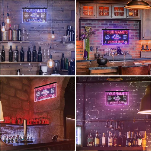 Miniatura 4 de ADVPRO Letrero de neón LED de doble color personalizado con tu nombre para bar casero de cerveza, año de establecimiento, blanco y morado, 16 x 12
