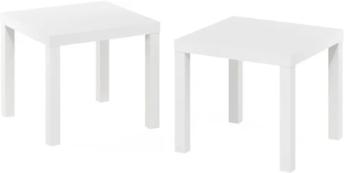 Miniatura 4 de Furinno Classic Homey - Mesa auxiliar cuadrada Parsons (2 unidades), color blanco