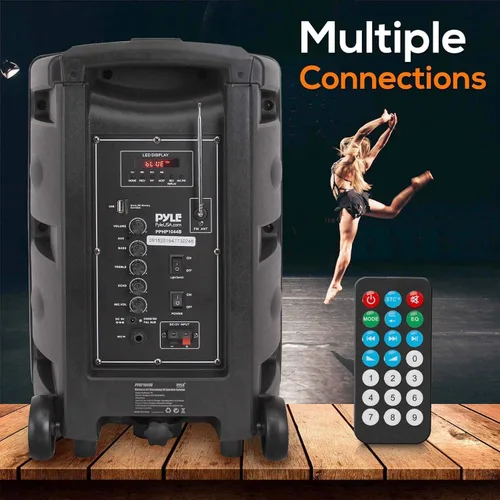 Miniatura 4 de Pyle - Sistema de altavoces PA portátil con Bluetooth - Sistema de altavoces PA portátil de 600W con Bluetooth, batería recargable, luces de fiesta