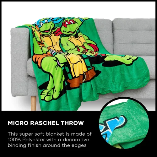 Miniatura 7 de Northwest Manta Micro Raschel Teenage Mutant Ninja Turtles, 46 x 60 pulgadas, Cowabunga Dudes