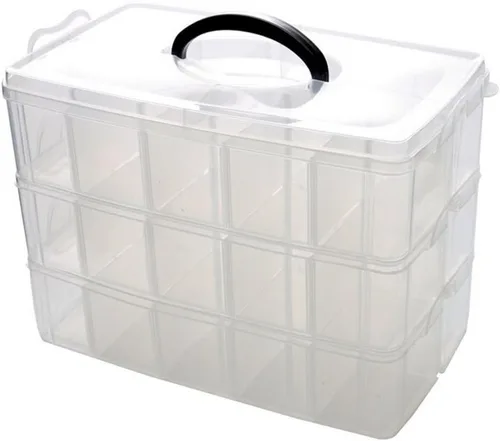 Miniatura 9 de Kamay's Caja de Almacenamiento de Manualidades de Plástico Apilable Transparente de 3 Niveles con Compartimentos Ajustables con Ranura, Organizador