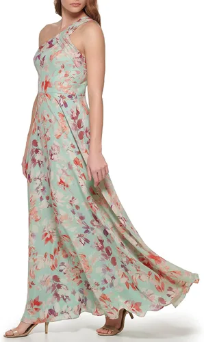 Miniatura 2 de Eliza J Vestido de mujer estilo estampado gasa sin mangas asimétrico un hombro vestido