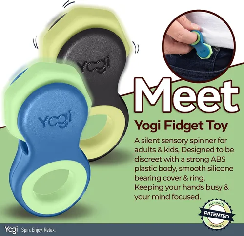 Miniatura 3 de Yogi Fidget Toy para adultos y niños – Juguete sensorial para aliviar el estrés con 5 anillos de silicona para los dedos – Fidget silencioso