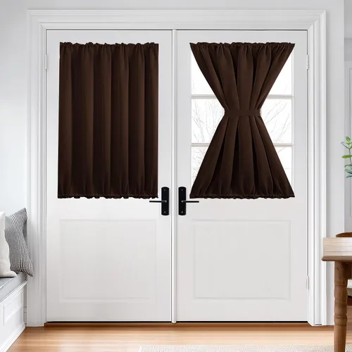 Miniatura 73 de Cortina térmica para puerta con bolsillo para barra, opacas, tratamiento de ventanas con ojales y ojales Deconovo 1 panel