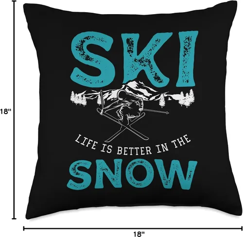 Miniatura 4 de Ski Life Better In The Snow Skiing Skier Gift Life Better in The Snow Cojín de esquí de esquí, 18 x 18 pulgadas, multicolor