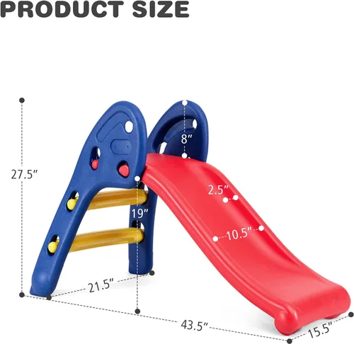 Miniatura 7 de BABY JOY Tobogán plegable, primer tobogán interior de plástico para escalar, juguete para niños (riel elíptico)