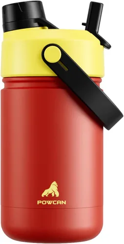 Miniatura 68 de POWCAN - Botella de agua con aislamiento de 18 onzas, con tapa de boquilla y pajilla 2 en 1, fría 24 horas, a prueba de fugas, apta para portavasos