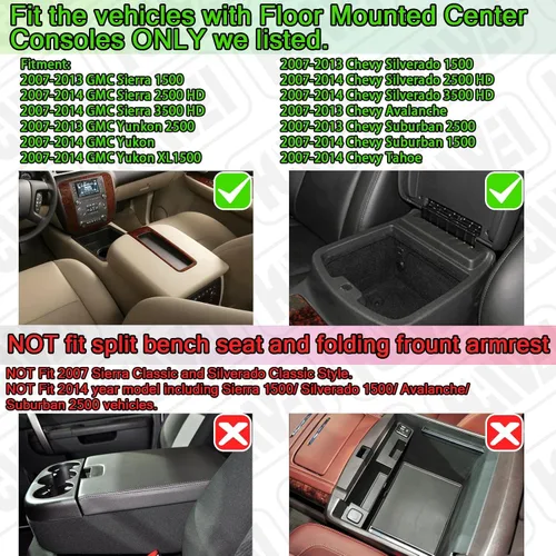 Miniatura 5 de HGWEI Organizador de consola central compatible con Chevy Silverado GMC Sierra Avalanche Tahoe Suburban Yukon Yukon XL 2007-2014, accesorios solo