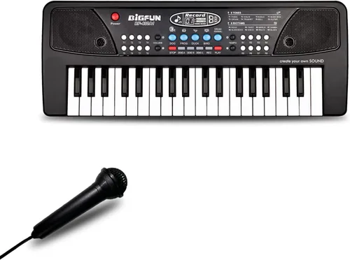 Teclado de piano para niños, piano electrónico portátil de 37 teclas para niños con micrófono, teclado de música, juguetes de piano para niños y