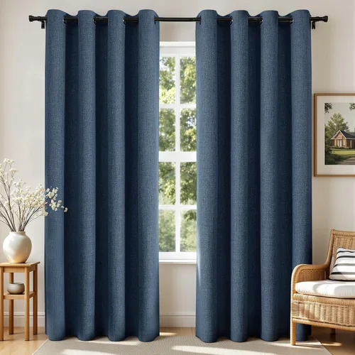 Miniatura 32 de Joydeco Cortinas opacas de 84 pulgadas de largo, 2 paneles burg, cortinas de oscurecimiento de habitación para dormitorio, cortinas térmicas Negro