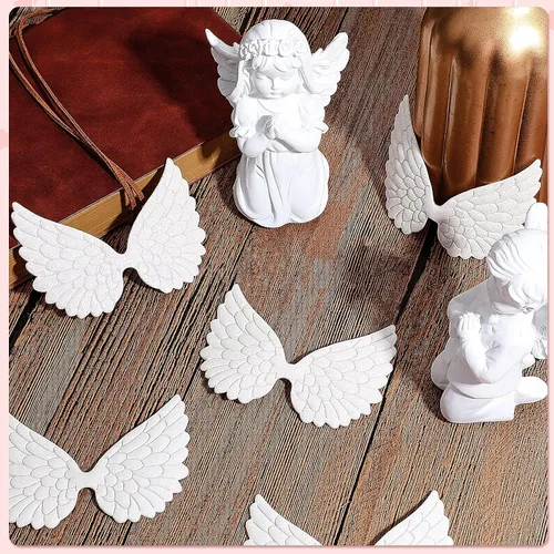 Miniatura 4 de WILLBOND 30 piezas de parches de ángel para manualidades, tela estampada dorada, apliques decorativos para coser en apliques decorativos