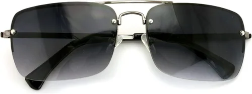 Miniatura 2 de Gafas de sol grandes para exteriores, lentes de lectura sin montura de metal, lentes grandes rectangulares tintadas Negro plomizo.