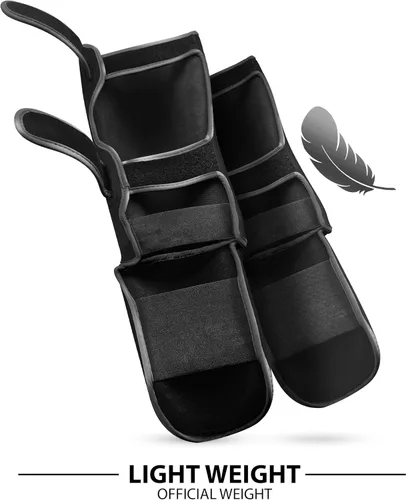 Miniatura 4 de DXM SPORTS Espinilleras de artes marciales kickboxing con protección en el empeine para Muay Thai, boxeo, artes marciales, karate, taekwondo