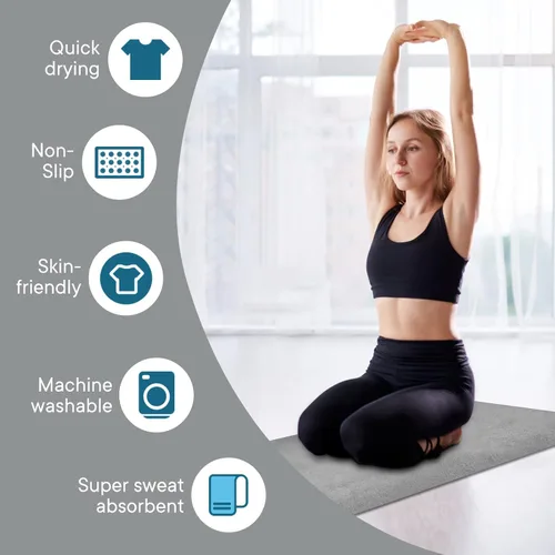 Miniatura 2 de Toallas de yoga, toalla antideslizante para esterilla de yoga caliente con puntos de agarre, manta de yoga de microfibra suave súper absorbente