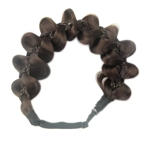 Miniatura 25 de Diadema clásica de cabello sintético trenzado de 5 hebras, trenzas gruesas y anchas, extensión de cabello con elástico para mujeres y niñas