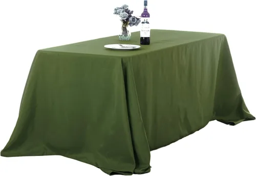 Miniatura 67 de Ascoza Paquete de 2 manteles rectangulares blancos de 60 x 84 pulgadas, tela de poliéster de 4 pies, para bodas, banquetes, restaurantes y fiestas