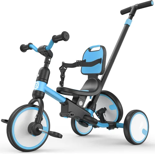 Miniatura 11 de Bicicleta para niños pequeños Besrey 1-3 años, triciclo para niños pequeños con rueda de repuesto, triciclo para niños 5 en 1 con mango de empuje