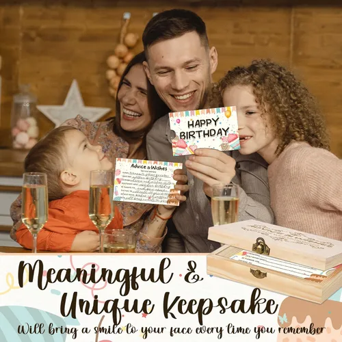 Miniatura 4 de 1DFAUL 60 tarjetas de deseos de cumpleaños, caja de consejos para libros de invitados para fiestas, consejos y deseos para juegos, para 16, 18, 30