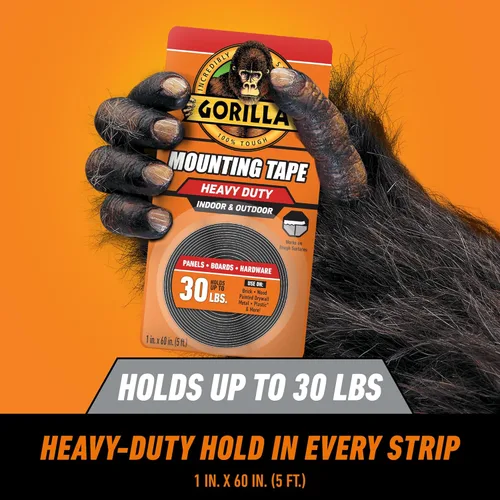 Miniatura 2 de Gorilla - Cinta de montaje resistente de doble cara; resistente a la intemperie; 1 x 60 pulgadas; negro; (paquete de 2)