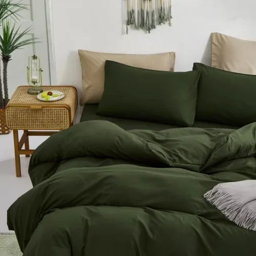 Miniatura 4 de CLOTHKNOW - Juego de edredón verde militar tamaño completo de 3 piezas, juego de ropa de cama verde oscuro, edredón suave con 2 fundas de almohada