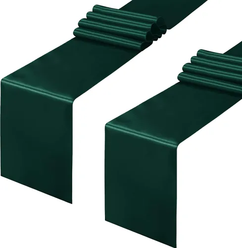 Miniatura 26 de Horbaunal - Juego de 12 caminos de mesa de satén azul claro de 12 x 108 pulgadas, caminos de mesa suaves para bodas, banquetes, fiestas de cumpleaños