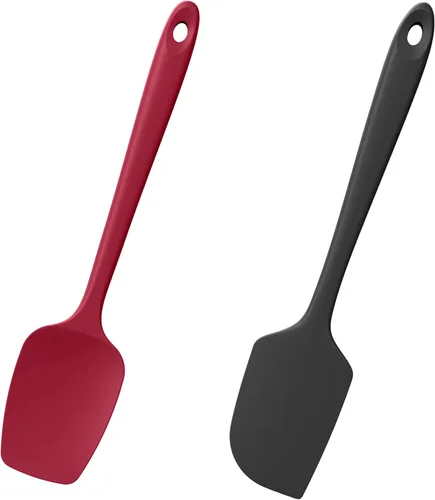 Miniatura 17 de Juego de 2 espátulas y cucharas de silicona con raspador: Doosu, espátulas planas de silicona para hornear, resistentes al calor hasta 600°F