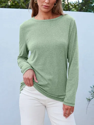 Miniatura 14 de SUNBS Paquete de 3 camisas de manga larga para mujer, ajuste holgado, ropa de otoño, ropa de moda 2025, camisetas básicas de entrenamiento, trajes