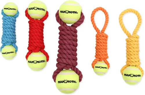 Miniatura 4 de Mammoth - Juguete de cuerda para masticar con pelotas de tenis, juguete interactivo de algodón y poliéster para perros, juguete interactivo