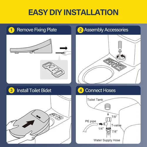 Miniatura 9 de Asiento de inodoro de bidé con asiento y agua ajustables con calefacción, secador de aire, tapa de cierre silencioso, control remoto inalámbrico