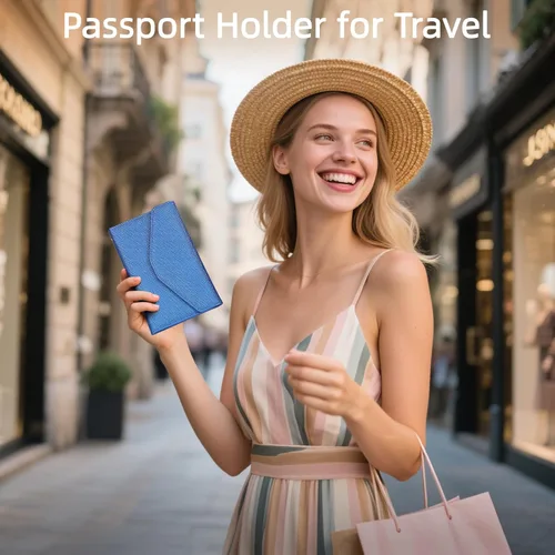 Miniatura 111 de Zoppen - Billetera de viaje con bloqueo RFID multiusos (Ver.4) Portatarjetas de pasaporte y vacunas, organizador de documentos de tres pliegues