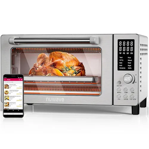 Miniatura 8 de Horno tostador freidora de aire inteligente NuWave Bravo XL, combo de parrilla/plancha de encimera 12 en 1, capacidad XL de 30 Qt, temperatura