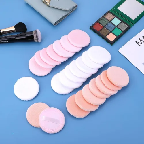 Miniatura 5 de WLLHYF 24 almohadillas redondas de algodón para maquillaje con correa para la cara, para cosméticos sueltos y de base, esponja, polvo Multicolor
