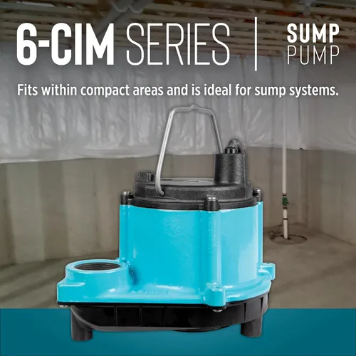 Miniatura 5 de Little Giant 6-CIM-R Bomba sumergible de sumidero de 115 voltios, 1/3 HP, 2750 GPH (sin interruptor) para sistemas de sumidero y deshidratación