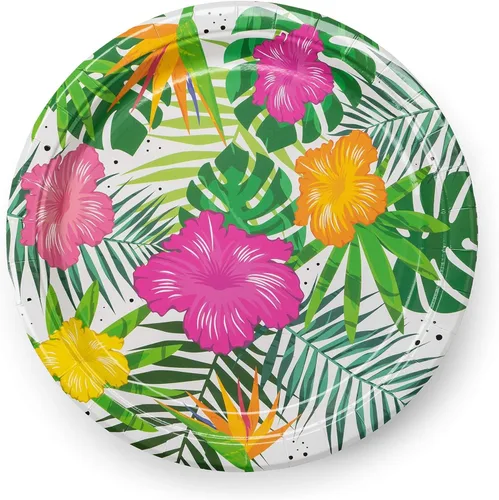 Miniatura 4 de Royal Bluebonnet Luau Platos y servilletas – Juego de 24 suministros para fiestas tropicales, decoraciones de fiesta hawaiana, platos tropicales