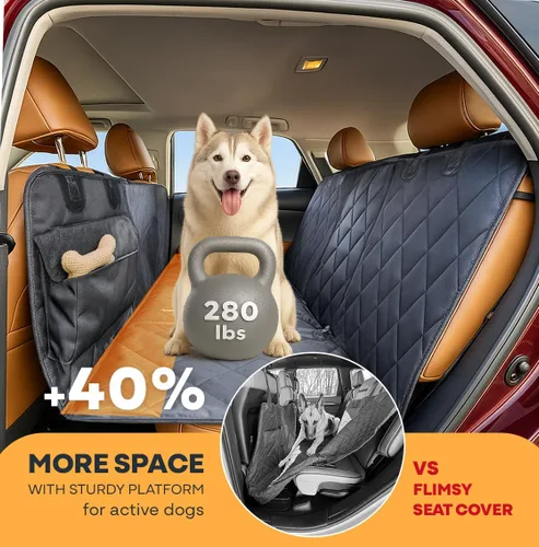 Miniatura 2 de APetsPlanet Funda de asiento de automóvil para perro para asiento trasero con parte inferior dura, extensor de asiento trasero impermeable