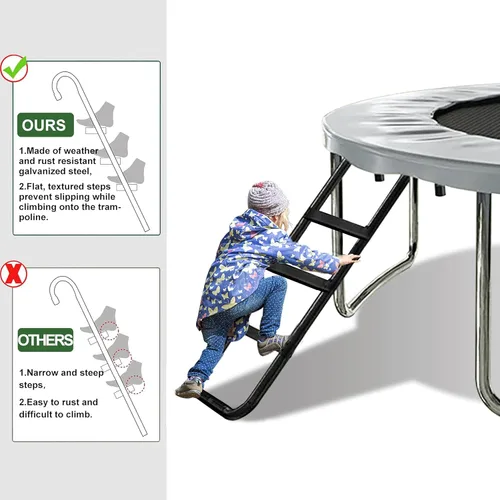 Miniatura 4 de Eurmax USA - Escalera universal para cama elástica fácil de montar, 3 pasos con escalones anchos, bolsa de almacenamiento, accesorios de cama