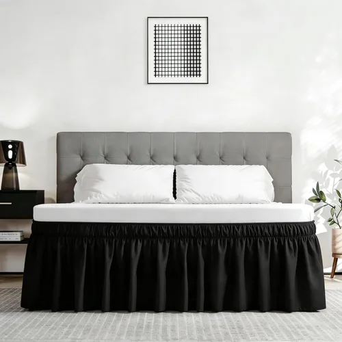 Miniatura 17 de Vocander Falda de Cama Rosa Tamaño Individual con Caída de 14 Pulgadas, Falda de Cama Elástica con Volantes Antipolvo, Fácil de Colocar, Faldas