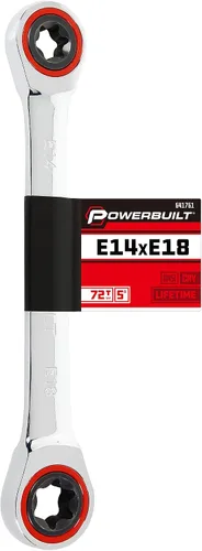 Miniatura 5 de Powerbuilt 641761 Llave E-Star de doble extremo de caja de trinquete - E14/E18, plata