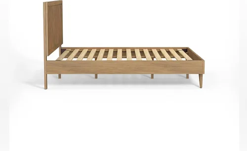 Miniatura 5 de eLuxurySupply Base de cama Queen con cabecero, cama de plataforma de madera de mango, diseño resistente de perfil bajo, cabecero ajustable