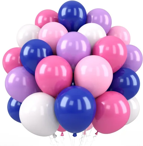 Miniatura 28 de Globos Rojo Blanco Azul, 50 Piezas 12 Pulgadas con Estampado de Estrellas, Globos de Látex Rojo Real Azul Confeti para el 4 de Julio, Día