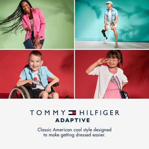 Miniatura 4 de Tommy Hilfiger Vestido tipo sudadera adaptable para niña con cierre de velcro en los hombros