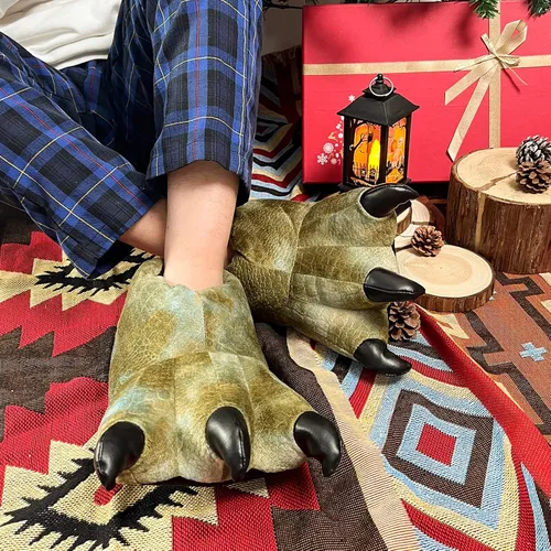 Miniatura 4 de ULTRAIDEAS Pantuflas de pata de animal para mujeres y hombres, divertidas pantuflas de garra para adultos y niños, zapatos unisex lindos para casa