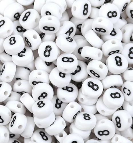 Miniatura 11 de 100 cuentas de números de acrílico blanco de 0.27 x 0.157 pulgadas (0.276 x 0.157 in) de plástico blanco redondo número 0 cuentas