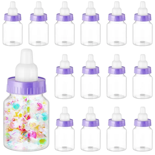 Miniatura 8 de Patelai 36 biberones de 3.5 pulgadas para baby shower, mini botellas transparentes de plástico para baby shower, mini figura de caramelo, caja
